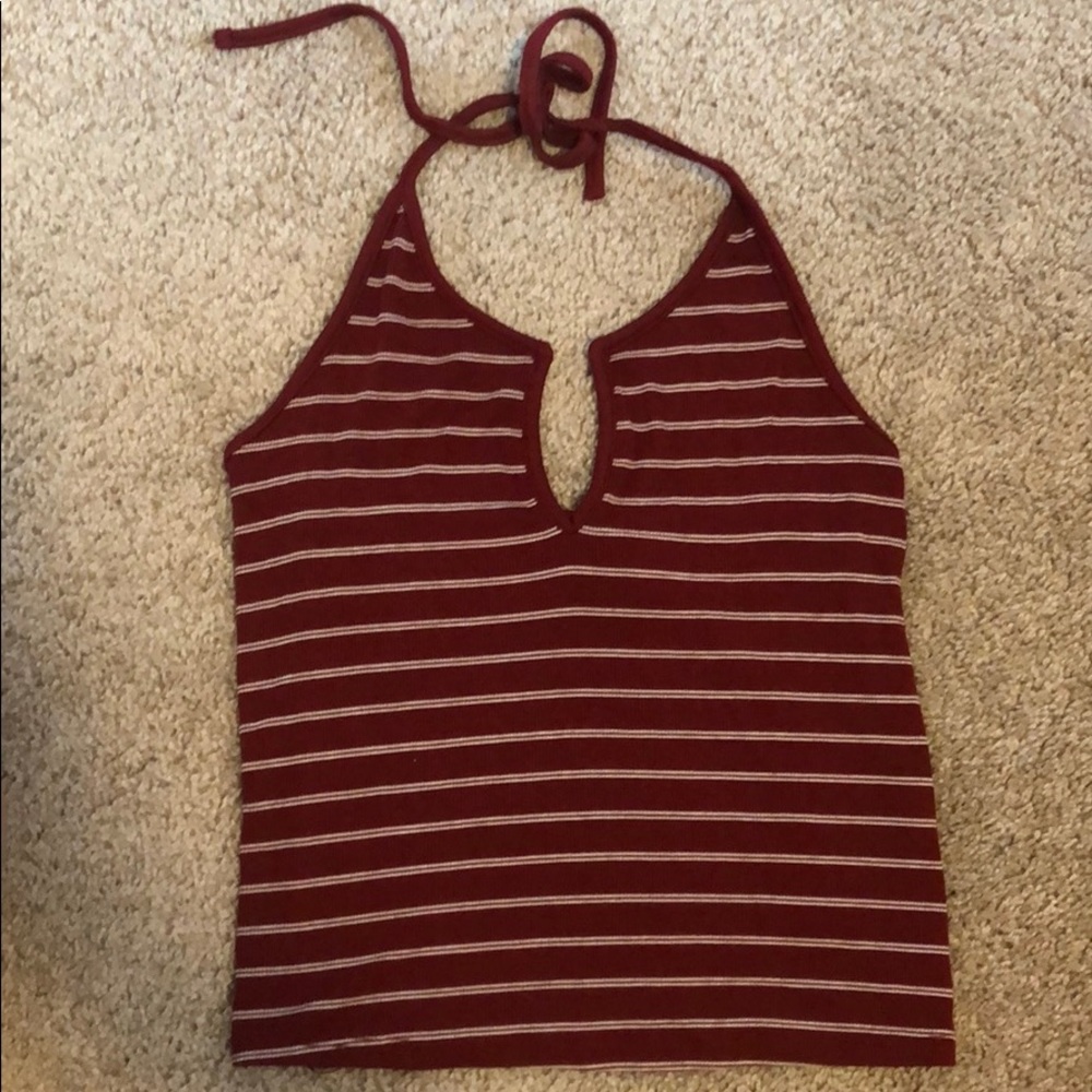 Striped tie halter top